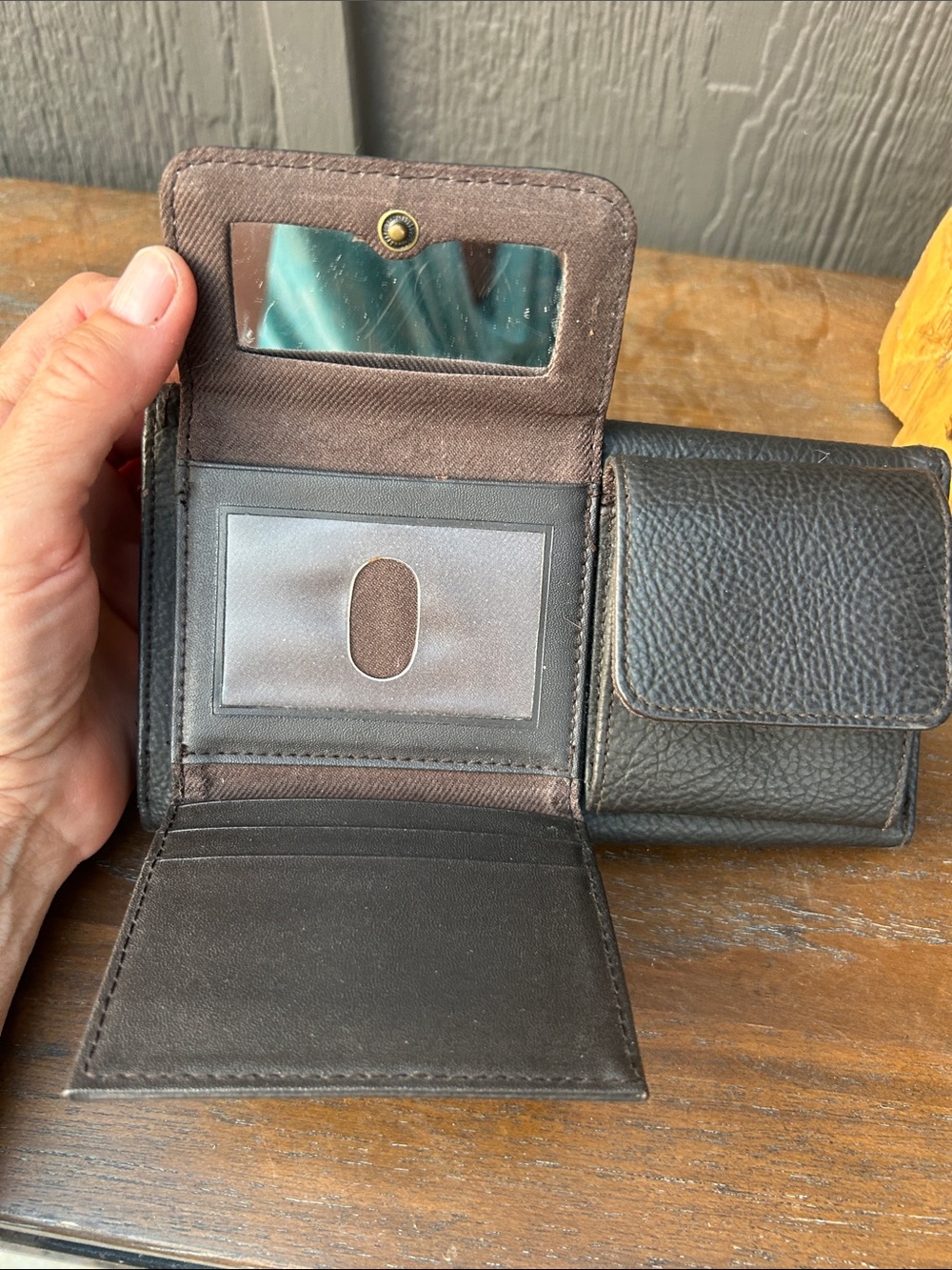 Vintage Black Faux Leather Envelope Wallet with Gold Accent - Picture 13 of 13